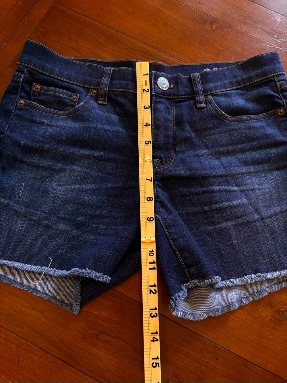 J. Crew Jean Shorts Dark Indigo Frayed Raw Hem SZ 26 Preppy Summer - Picture 8 of 9